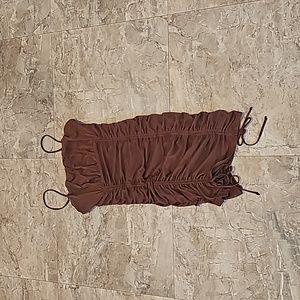 NWT Liz & Sara Brown Ruched Brown Spaghetti Strapped Dress Size Large